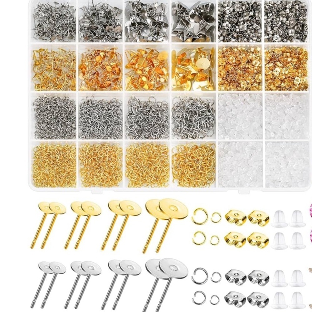 Modacraft 3202Pcs Earring Posts and Backs, Hypoallergenic Stud Earrings